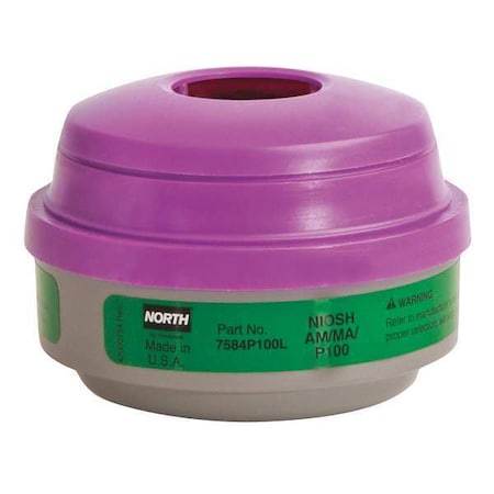 Combination Cartridge/Filter, N, Green, Magenta, Threaded, North Full or Half Mask Respirators