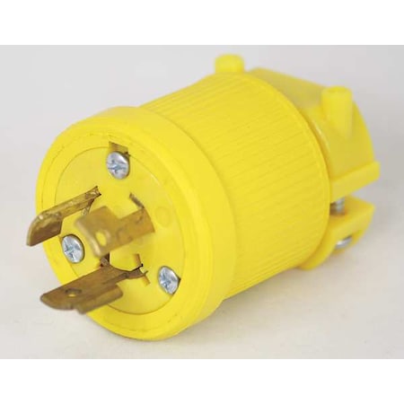 Locking Plug, L6-15P, 15 A, 250V AC, Single Phase, 2 Pole, Spring Clamp Terminals, Yellow
