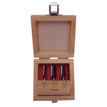 Router Bit Set, Straight, 3 Pc