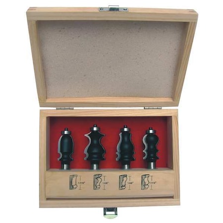 Router Bit Set, Face Molding, 1/2S, 4 Pc