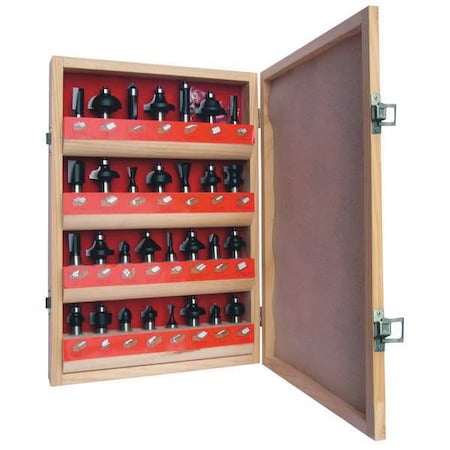 Router Bit Set, Super Delux, 1/2S, 30 Pc