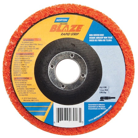 Non-Woven Depressed Center Disc, Type 27, 4 1/2 in Dia, 1 in Thick, 7/8 in Arbor Hole Size, Ceramic