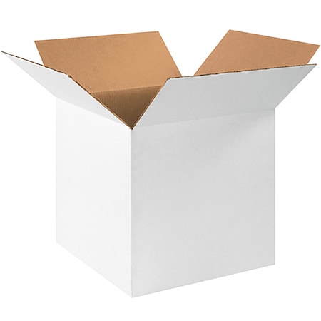 16 in x 16 in x 16 in Shipping Box, White, Corrugate, Single Wall, 32 ECT