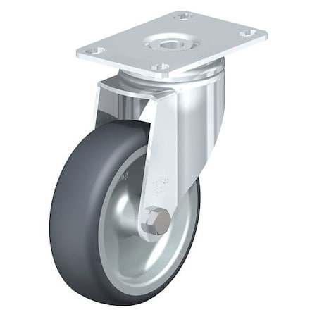Swivel Plate Caster, TPR, 4"", 240 lb., Caster Load Rating Range: Light-Duty
