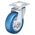 Swivel Plate Caster, PU, 8"", Brake, Caster Wheel Shape: Extra Crowned