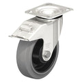 Swivel Plate Cstr, Solid Rbbr, 6-5/16"", Brk, Load Rating: 660 lb.