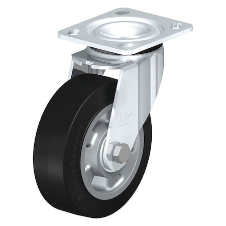 Swivel Plate Caster, Solid Rbr, 6"", 880 lb., Overall Height: 7.52