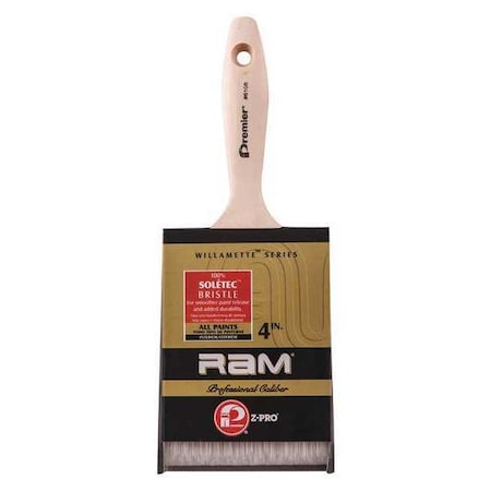4" Flat Polyester Bristle, Paint Brush, Wood Handle, 12 PK