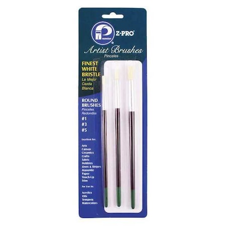 #1, #3, #5 Artist Paint Brush Set, Wood Handle, 12 PK