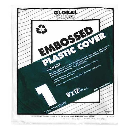 Drop Cloth, Plastc, Embossed, 9x12 ft., PK24