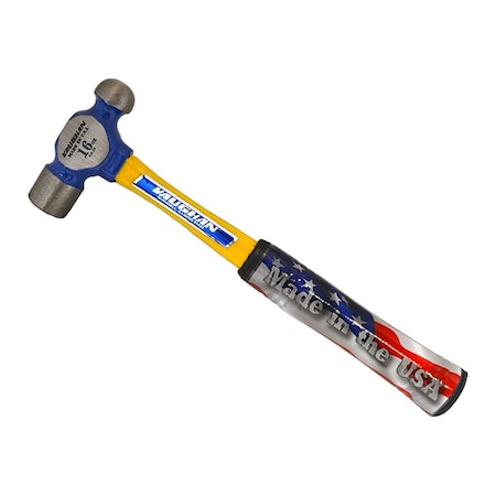 Ball Pein Hammer, 16 oz, Steel, 13 in