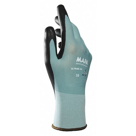 Coated Gloves, Polymer, Palm, Black/Green, 7 96 PK