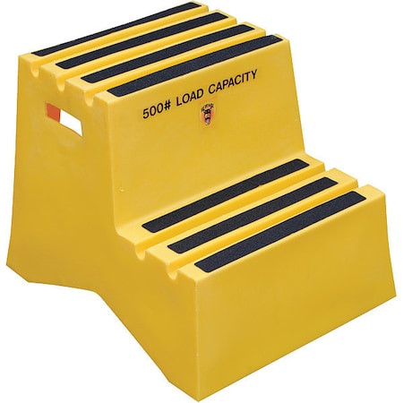 Polyethylene Step Stool, Yellow, 2 Step, 2 Steps, 19.5 Overall Height, Polyethylene, Yellow
