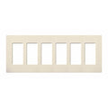Designer Wall Plates, Number of Gangs: 6 Thermoset, Gloss Finish, Light Almond