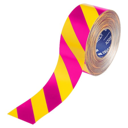 Floor Marking Tape, Pink/Ylw, 3"W, 100ft