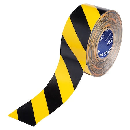 Floor Marking Tape, Black/Ylw, 3"W, 100ft