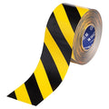 Floor Marking Tape, Black/Ylw, 4"W, 100ft