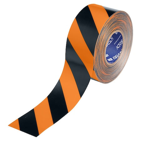 Floor Marking Tape, Black/Orng, 3"W, 100ft