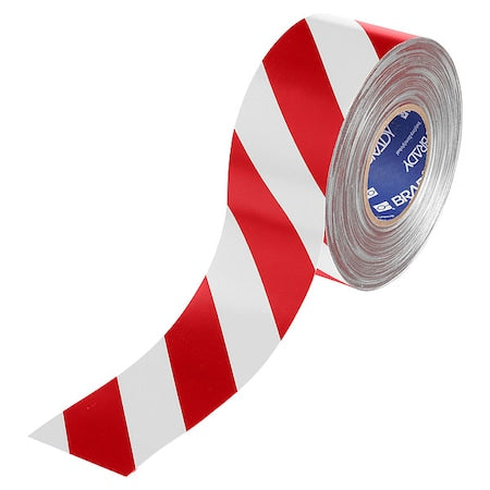 Floor Marking Tape, Red/White, 3"W, 100ft