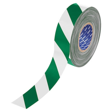 Floor Marking Tape, Green/White, 2"W, 100ft