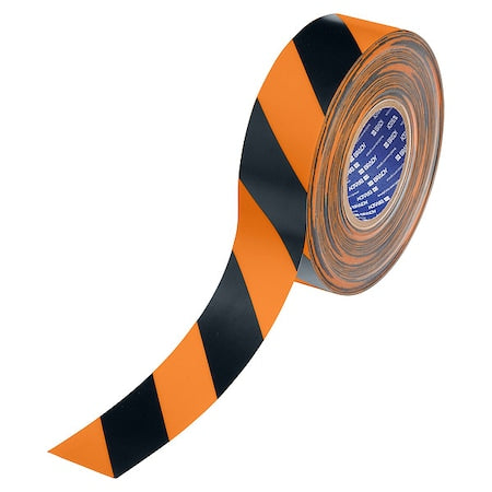 Floor Marking Tape, Black/Orng, 2"W, 100ft
