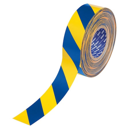 Floor Marking Tape, Blue/Ylw, 2"W, 100ft