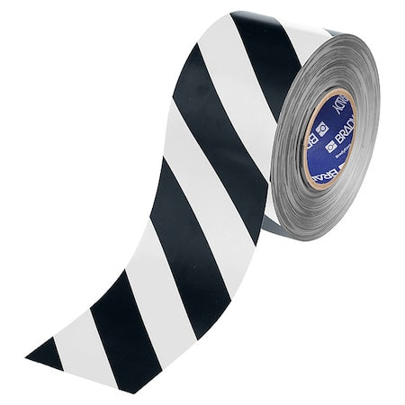 Floor Marking Tape, Black/White, 4"W, 100ft
