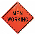 Men Working Traffic Sign, 36 in W, 36 in H, English, Vinyl, Orange