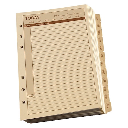 Planner Calendar Pages, Daily, 4-5/8 x7 in