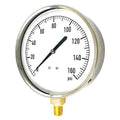Industrial Pressure Gauge, 0 to 160 psi, 4 1/2 in Dial, 1/4 in NPT, Bottom Location