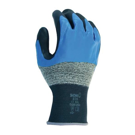 Foam Nitrile Coated Gloves, 3/4 Dip Coverage, Black/Blue, M, PR