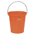 3 1/4 gal Round Bucket, 12-3/4 in H, 12 4/5 in Dia, Orange, Polypropylene/Stainless Steel