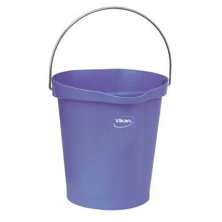 3 1/4 gal Round Bucket, 12-3/4 in H, 12 4/5 in Dia, Purple, Polypropylene/Stainless Steel