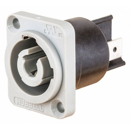 Locking Receptacle, 25 A, 250V AC, Flush Mount, Gray