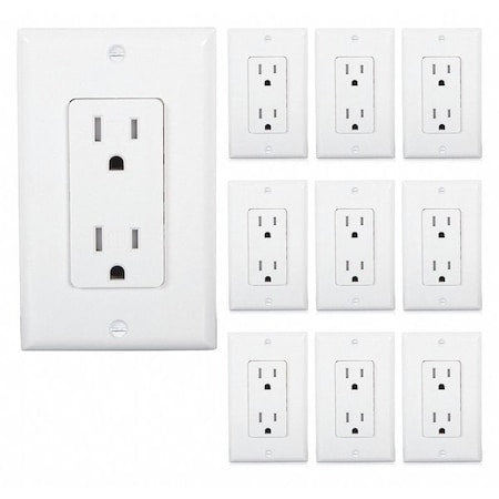 Tamper Resistant Duplex Receptacle Wall Outlet, Number of Gangs: 1 Black