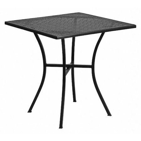 Oia Commercial Grade 28" Square Black Indoor-Outdoor Steel Patio Table