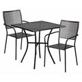 28" Square Black Steel Patio Table with 2 Chairs
