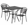 28" Square Black Steel Patio Table with 2 Chairs