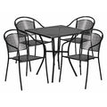 28" Square Black Steel Patio Table with 4 Chairs