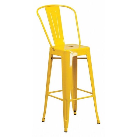 30" High Yellow Metal Indoor-Outdoor Barstool