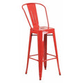 30" High Red Metal Indoor-Outdoor Barstool