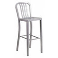 30" High Silver Metal Barstool with Slat Back