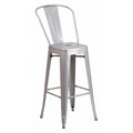 30" High Silver Metal Indoor-Outdoor Barstool