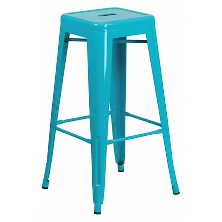 30" High Backless Crystal Teal-Blue Barstool