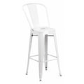 30" High White Metal Indoor-Outdoor Barstool