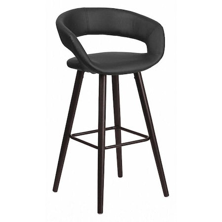 Black Vinyl Barstool, 29"H, Frame Material: Wood