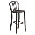 30" High Black-Gold Metal Barstool with Slat Back