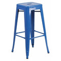 30" High Backless Blue Square Metal Barstool
