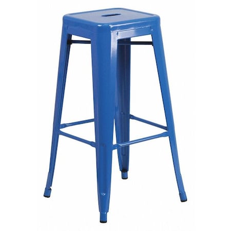 30" High Backless Blue Square Metal Barstool