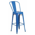 30" High Blue Metal Indoor-Outdoor Barstool
